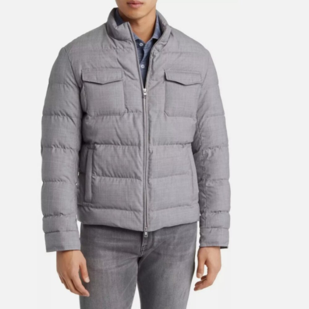 Mens PETER MILLAR Excursionist Lite Quilted Bomber Jacket Gray Size Medium New